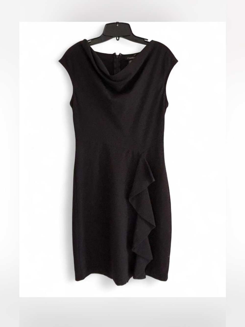 Roulette sz 8 Classic Black Cowl Neck Sheath Dress party wedding guest holiday